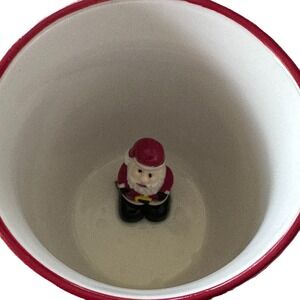 GLOBAL DESIGN Red Polka Dot CHRISTMAS MUG 3D Raised Santa Inside & Hat On Handle